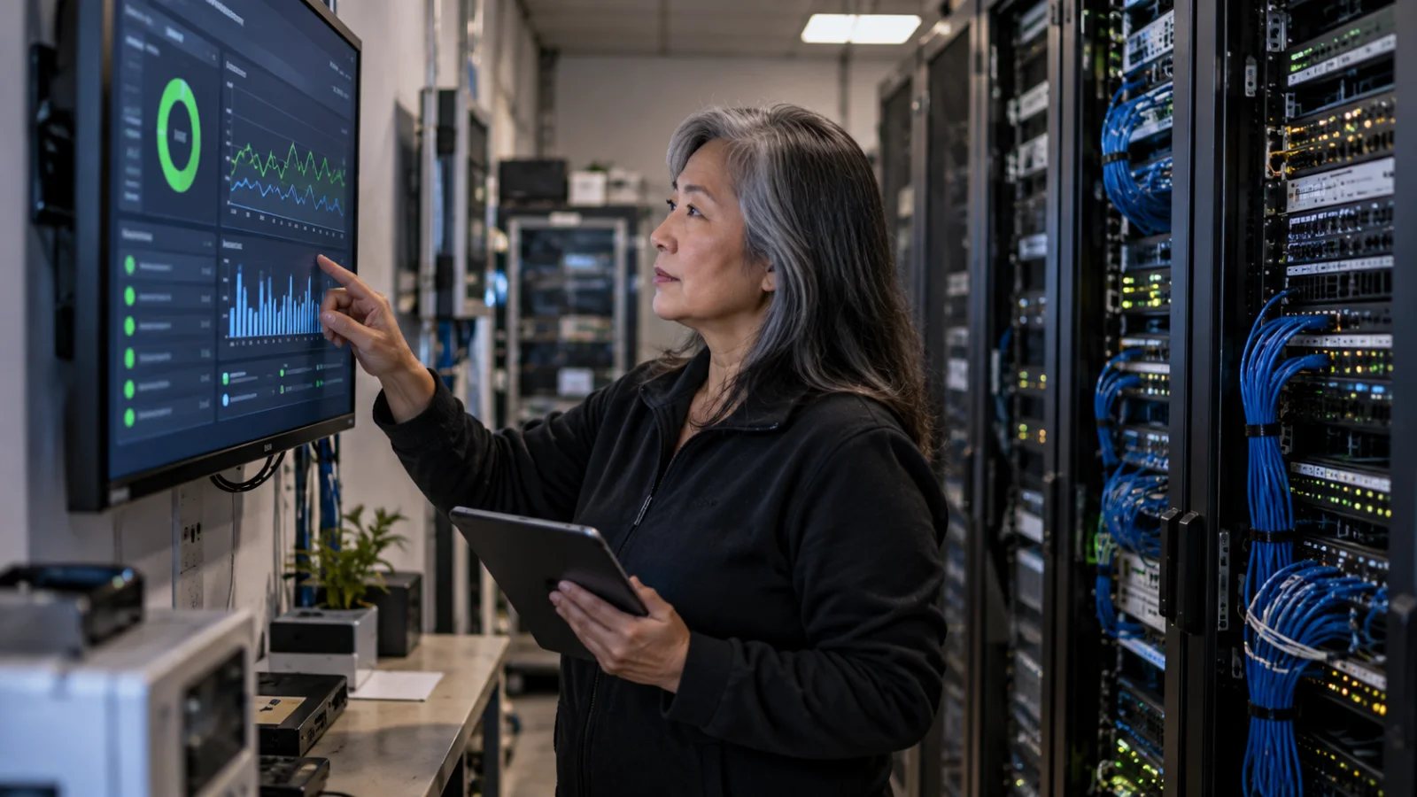 IT specialist monitoring website backups and uptime